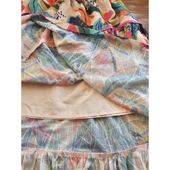 Ott Tropical Floral A-Line Skirt Boho Beach Resortwear Women's Size M Midi - Picture 10 of 10